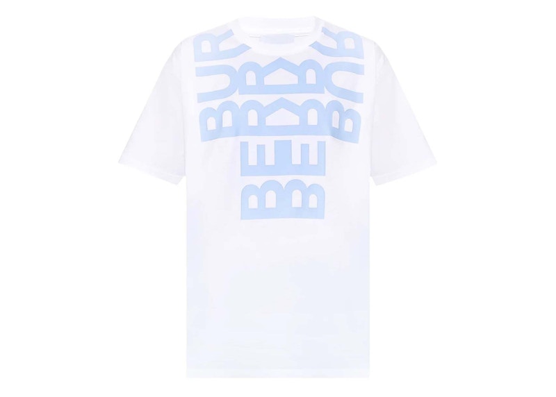 Pre-owned Burberry Women's Logo Printed Oversized T-shirt In White