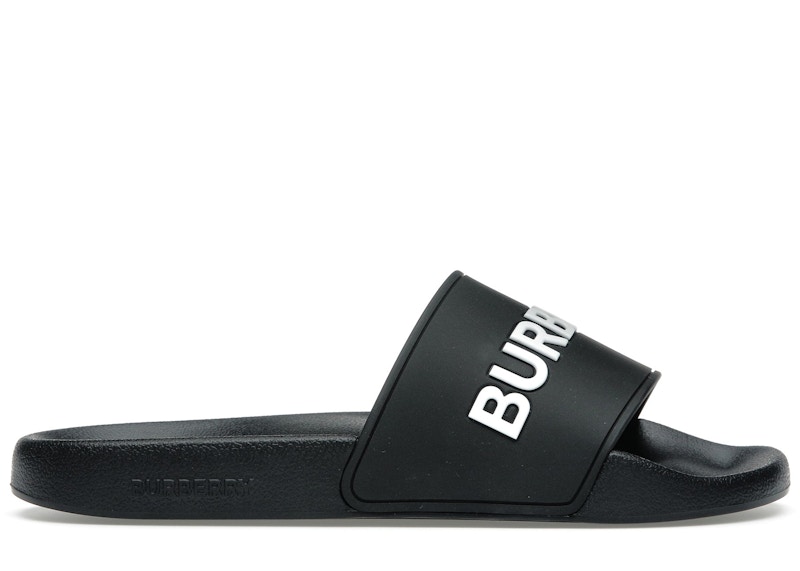 【BURBERRY】 80535011ロゴ入りラバースライド Burberry Logo Slides Black Optic White - 80535011 - GB