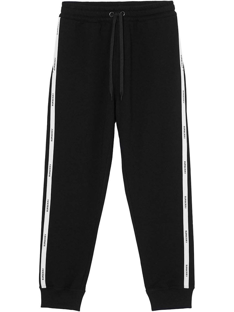 Burberry Logo Tape Track Pants Black White GB