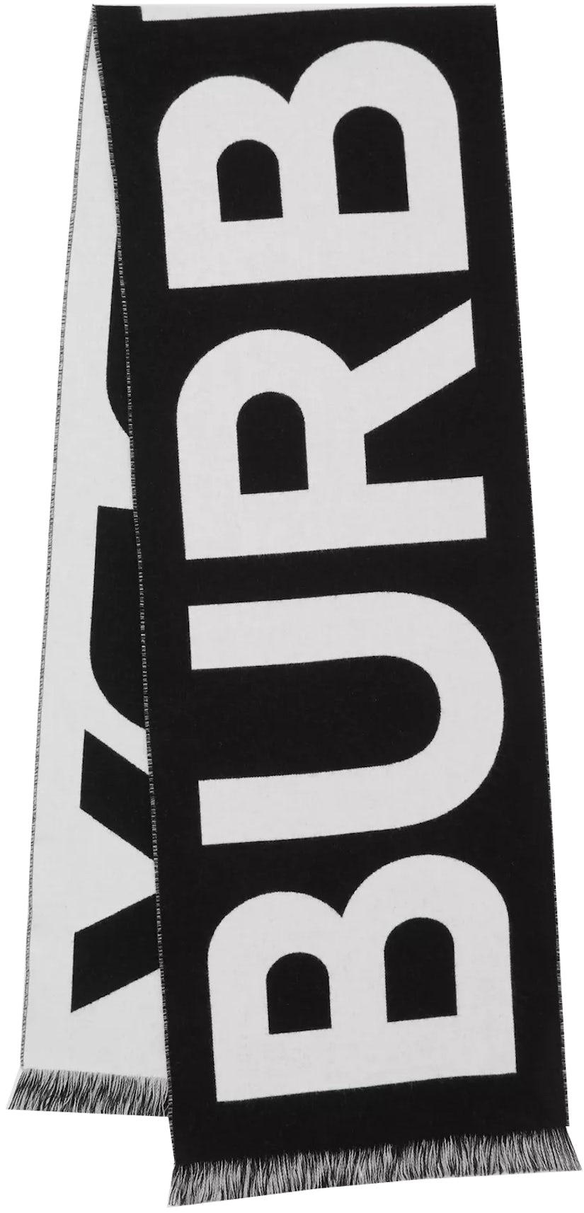 Logo Black Burberry Wool Scarf - in US Wool Jacquard