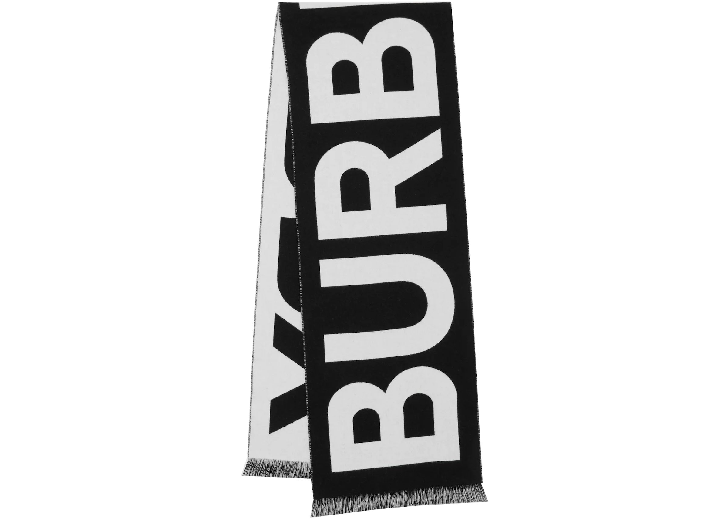 Burberry Logo Wool Jacquard Scarf Black in Wool - US