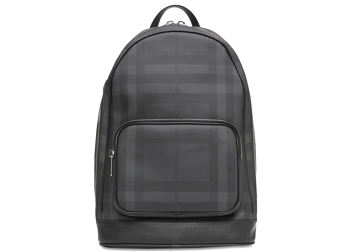 Burberry London Check and Leather Backpack Dark Charcoal in ...