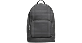 Burberry London Check and Leather Backpack Dark Charcoal