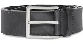 Burberry London Check and Leather Belt 1.6 Width Dark Charcoal/Black