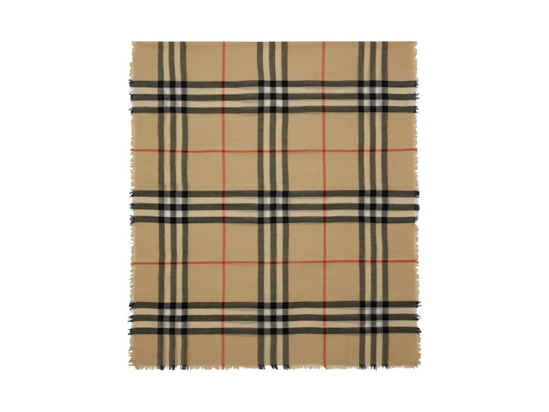 Pre-owned Burberry Women's  Mu Gcightweight Wool Scarf In Rl Black