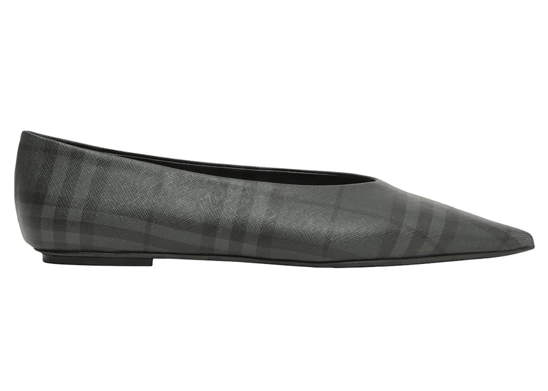 Pre-owned Burberry Madelina Ballet Flat Gray Check (women's) In Gray/check