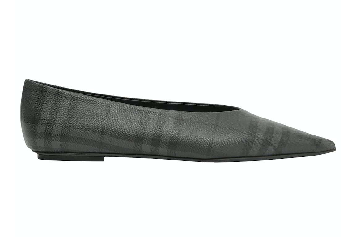 Pre-owned Burberry Madelina Ballet Flat Gray Check (women's) In Gray/check