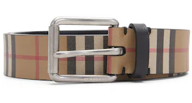 Burberry Vintage Check Leather Belt 1.4 Width Black