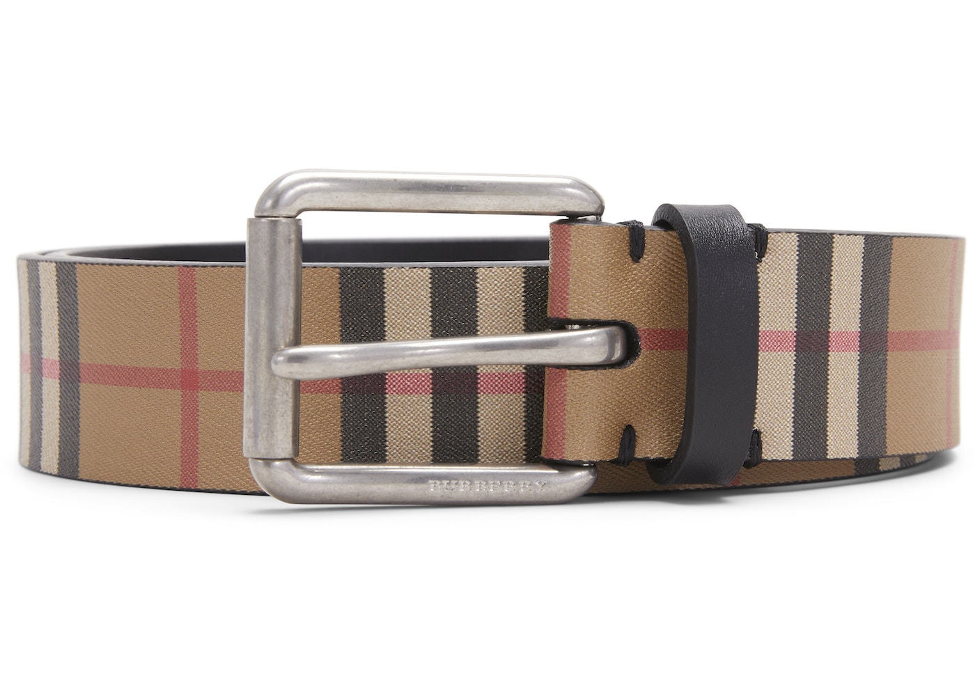 Burberry Vintage Check Leather Belt 1.4 Width Black in Calfskin with ...