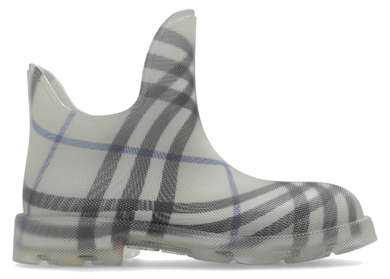 Pre-owned Burberry Men's  Marsh Checked Ankle Boots Sneakers In Grey/blue In Multi