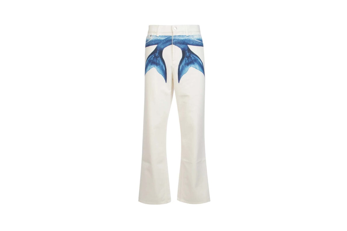 Pre-owned Burberry Mermaid Tail Printed Cotton-denim Jeans White