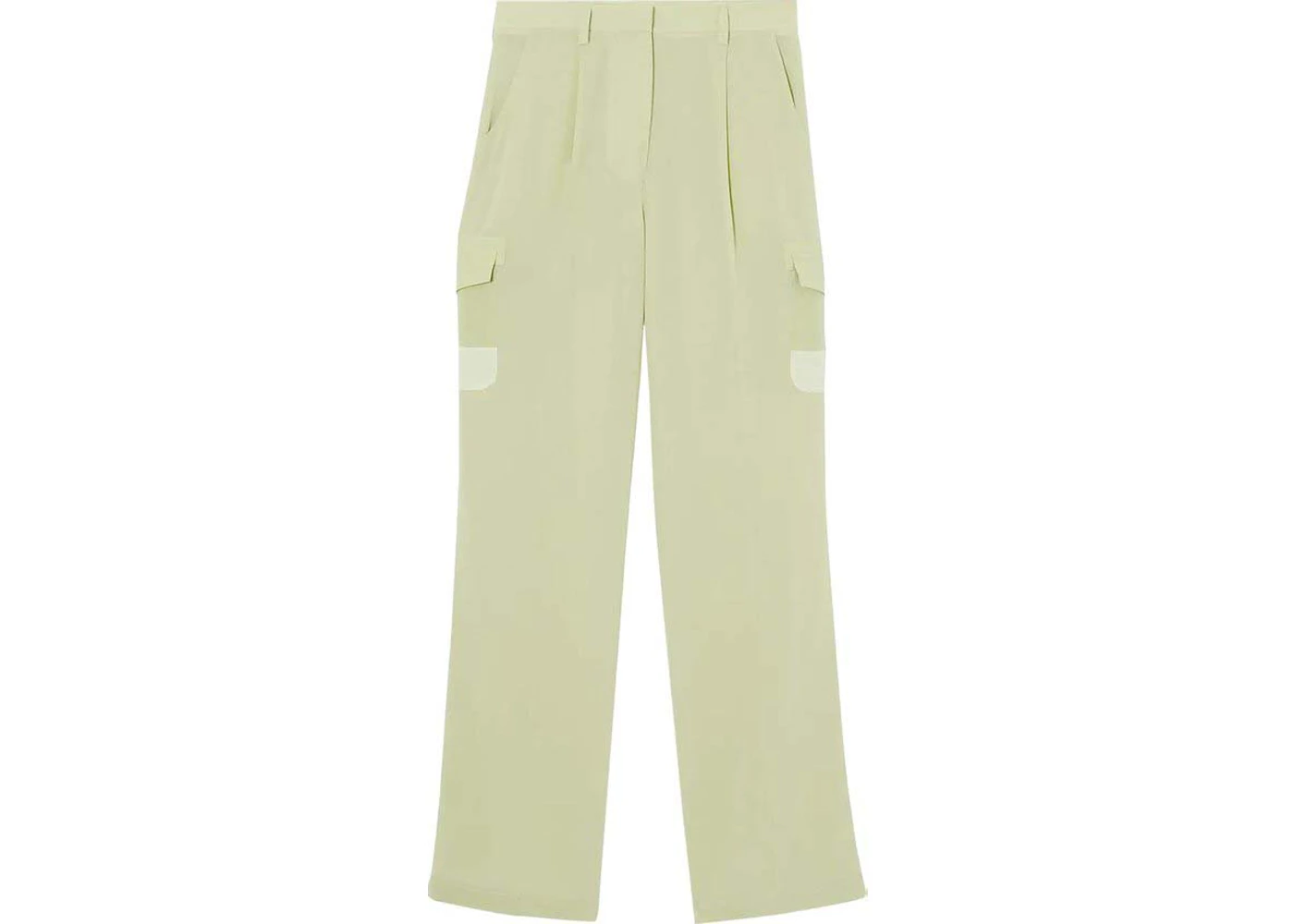 Burberry Mid-Rise Silk Trousers Mist Green US - Main Image