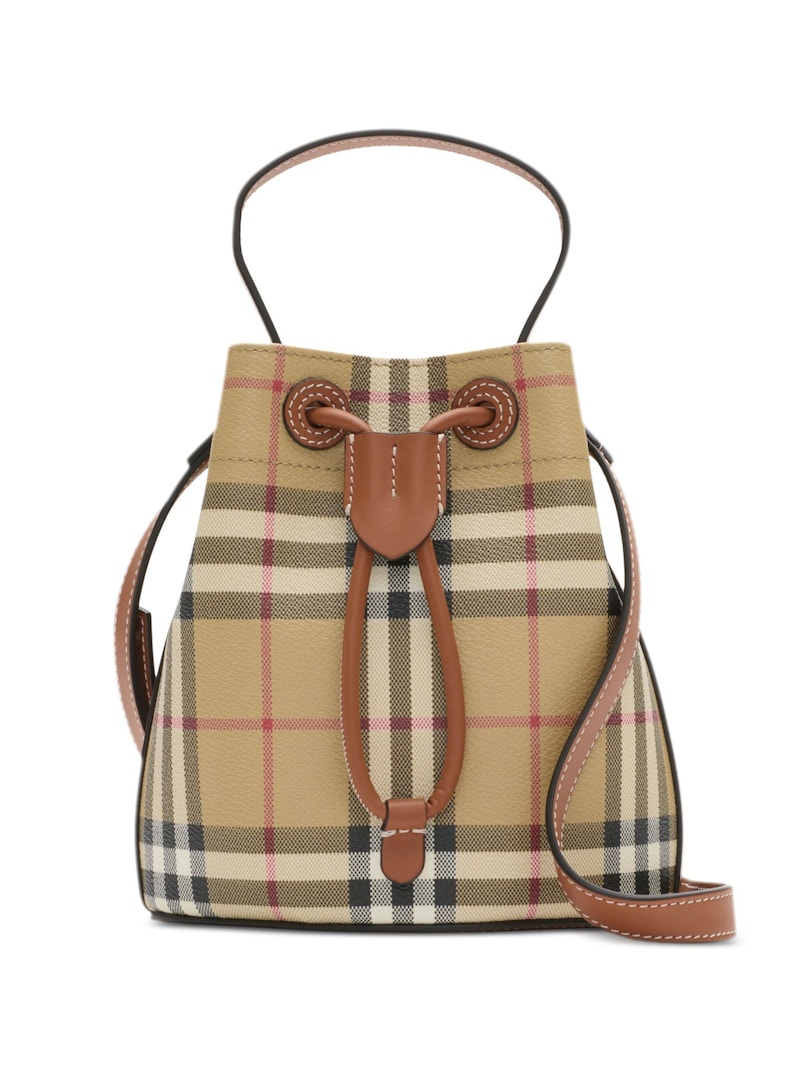 Pre-owned Burberry Women's Mini Drawstring Vintage Check Bucket Bag In Brown