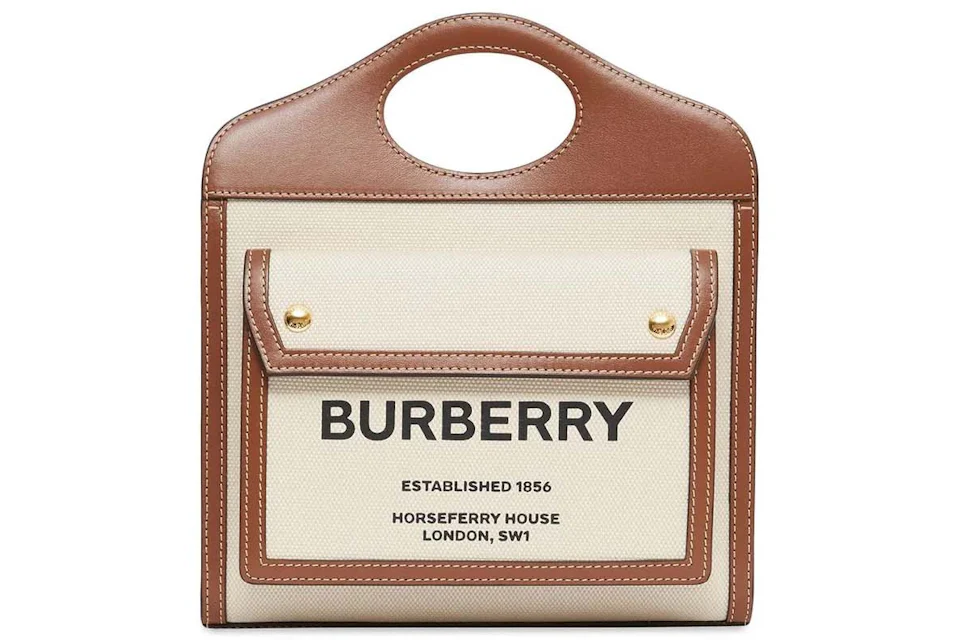 Medium two tone canvas and leather pocket bag Clearance