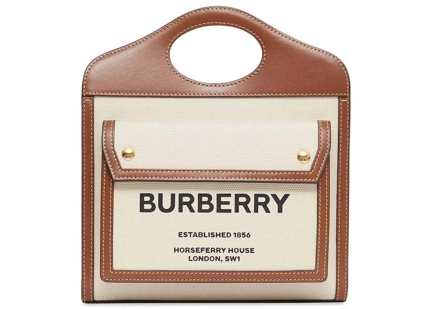Burberry mini two tone canvas and leather pocket bag Clearance