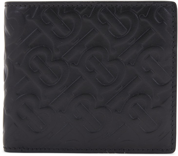 Burberry Black Leather Trimmed Beat Check Bifold Wallet