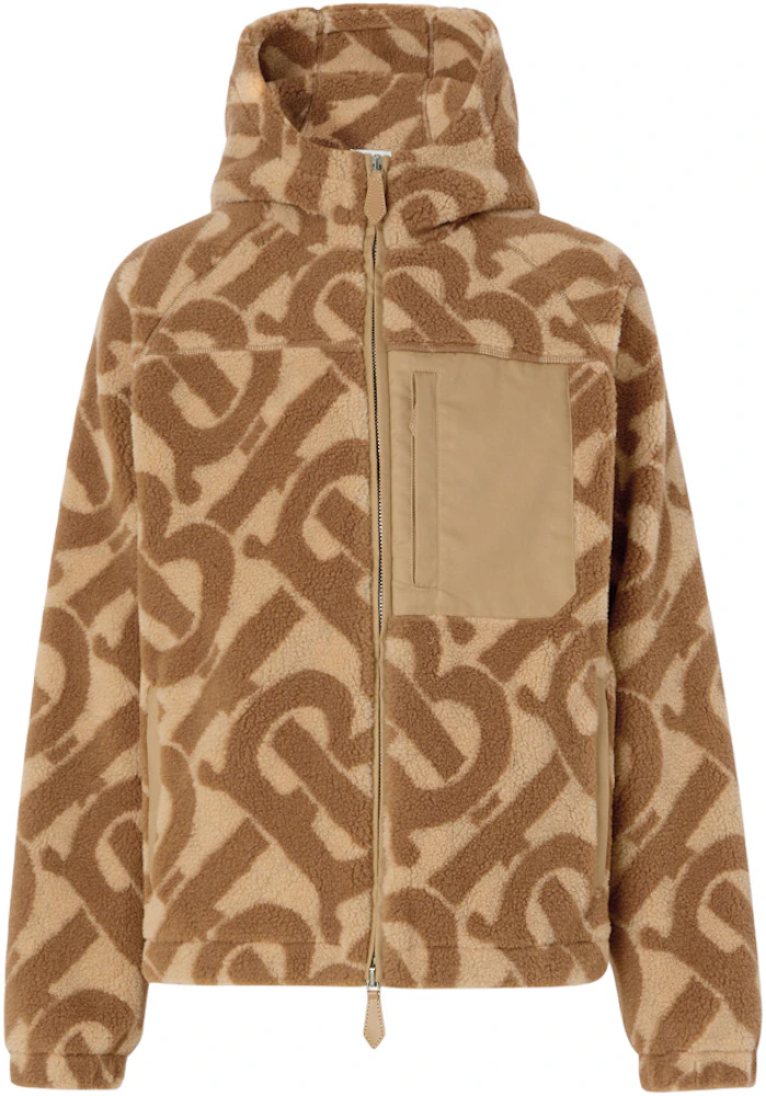TB Monogram Jacquard Fleece Jacket in Beige - Burberry