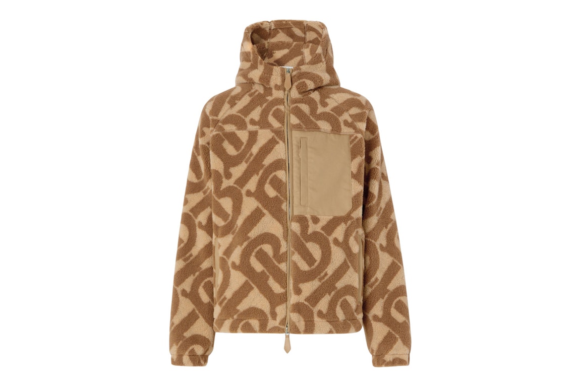 Pre-owned Burberry Monogram Fleece Jacquard Hooded Top Soft Fawn