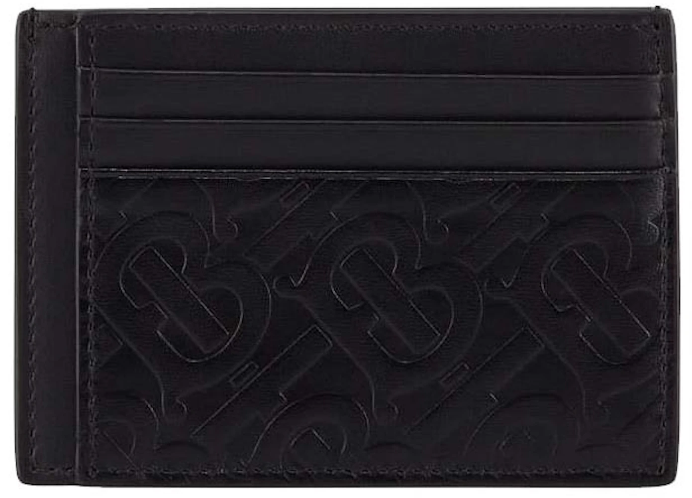 Burberry Monogram Leather Card Case 6 Slot Black in Calfskin - US