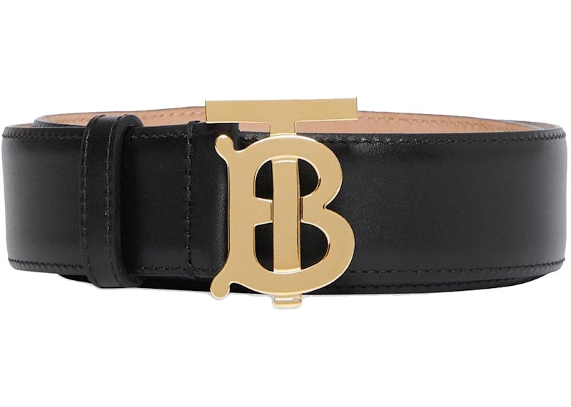 monogram motif leather belt