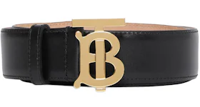 Burberry Monogram Motif Leather Belt 1.4 Width Black