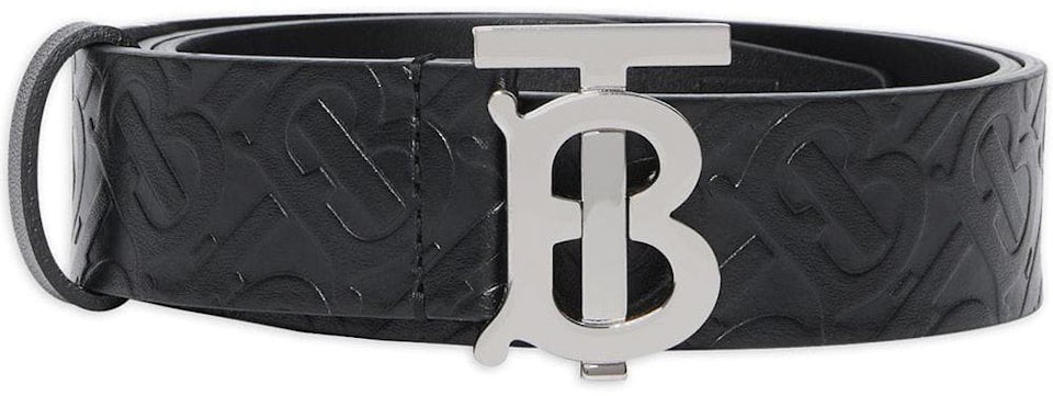 BURBERRY: belt in canvas and leather with monogram print - Brown