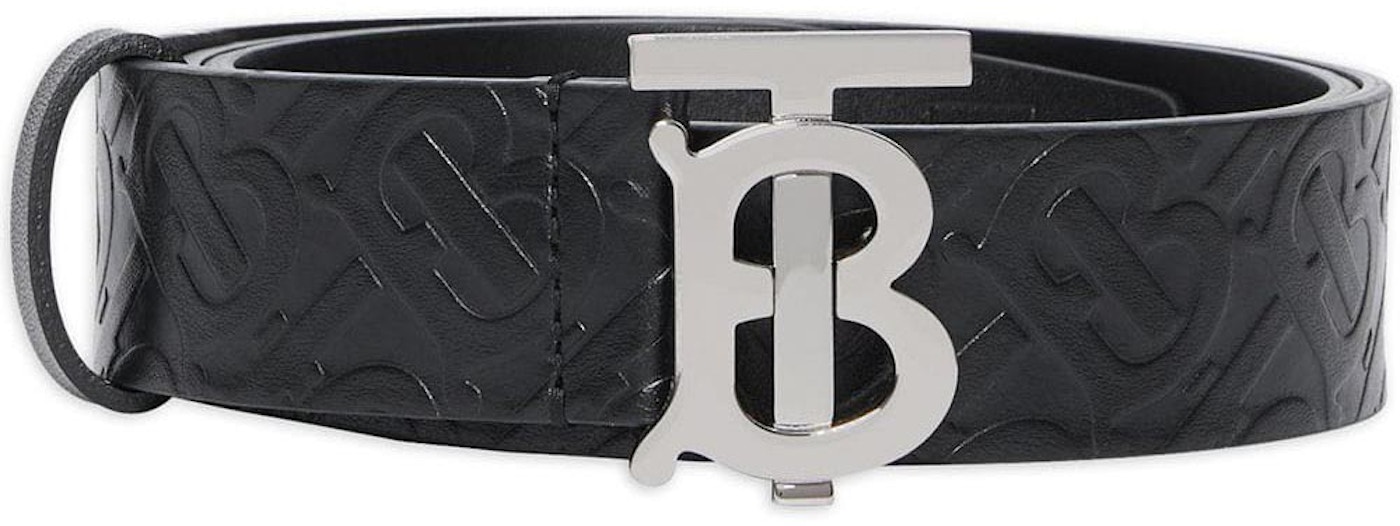 Monogram Leather 1.4 Width Black in Calfskin with Brass-tone
