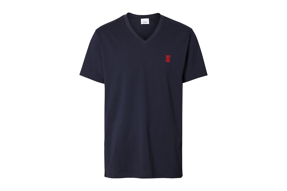 Pre-owned Burberry Monogram Motif V-neck T-shirt Navy/red