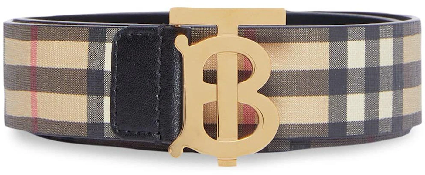 BURBERRY: belt in E-canvas with check pattern - Beige | Burberry belt  8042487 online at