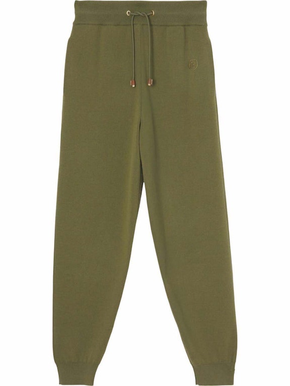 Pre-owned Burberry Monogram-motif Wool-cashmere Blend Jogging Pants Green
