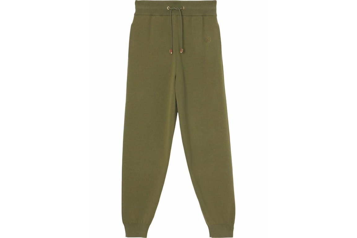 Pre-owned Burberry Monogram-motif Wool-cashmere Blend Jogging Pants Green