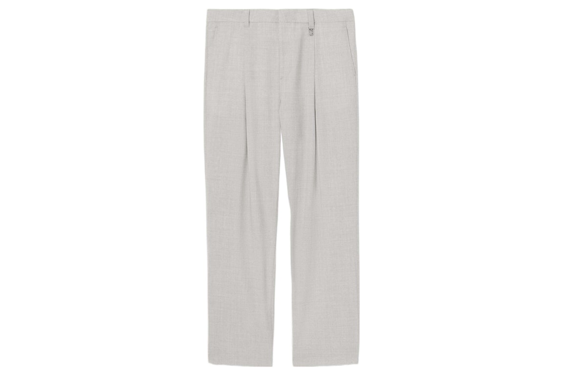 Pre-owned Burberry Monogram Motif Wool Wide-leg Trousers Grey/taupe