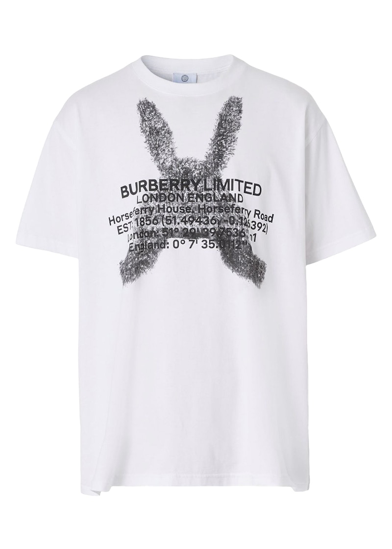 Burberry Montage Print Oversized T-Shirt White/Black メンズ - JP