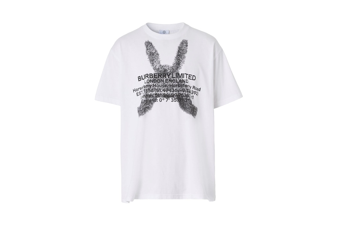 Pre-owned Burberry Montage Print Oversized T-shirt White/black