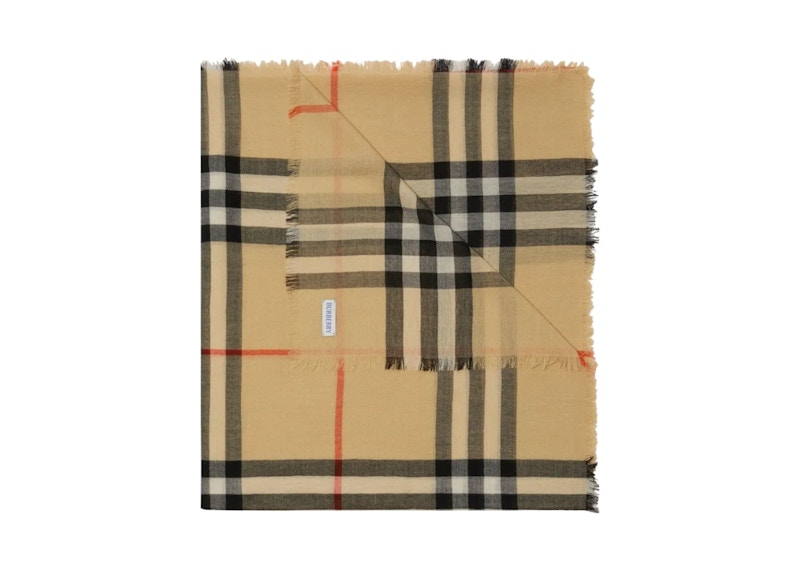 Burberry Mu Lightweight Wool Scarf Sand