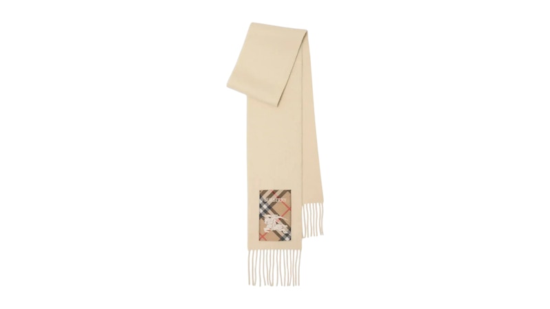 Burberry Mu Solid Label Scarf Nutmeg