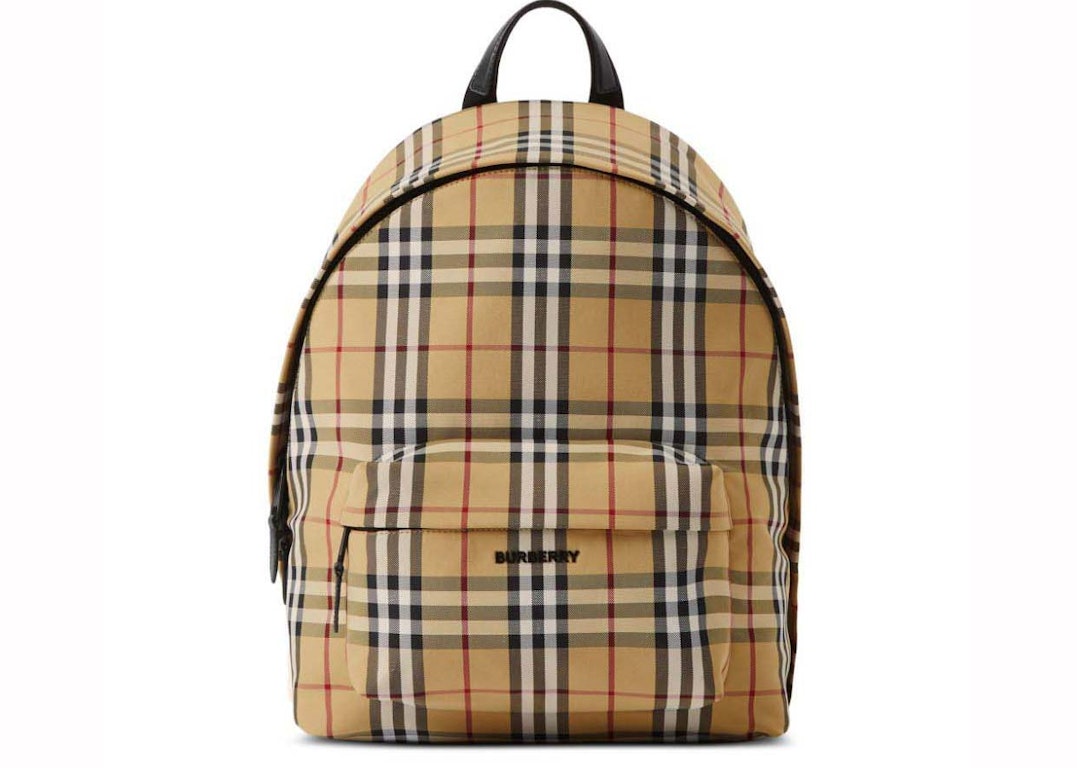 Pre-owned Burberry Nylon Vintage Check Backpack Archive Beige