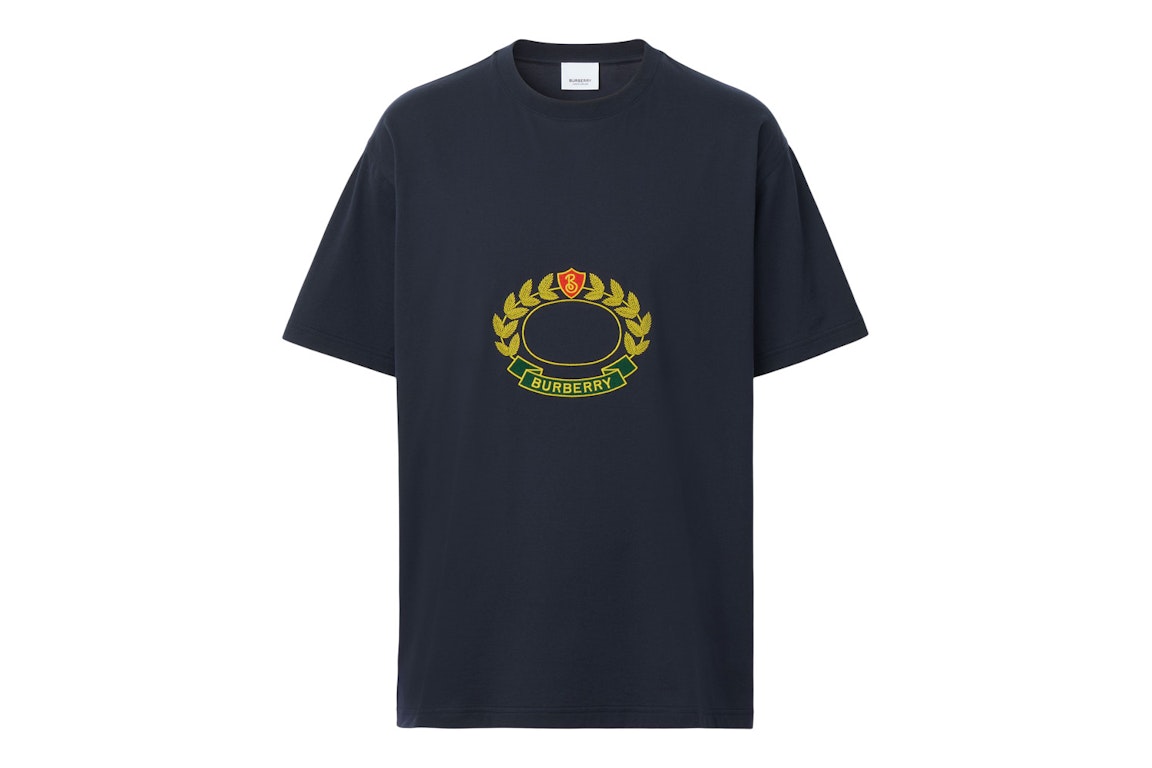 Pre-owned Burberry Oak Leaf Crest Cotton Oversized T-shirt Dark Charcoal Blue