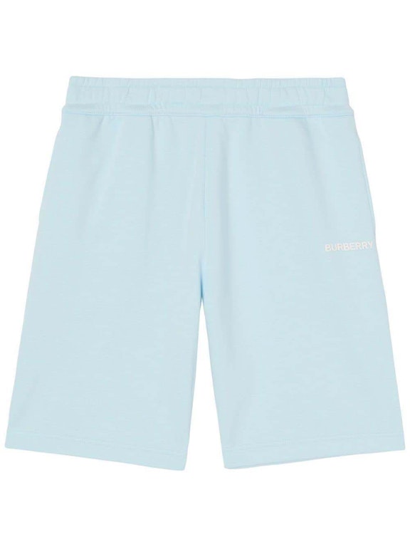 Pre-owned Burberry Organic Cotton Logo Shorts Pale Blue