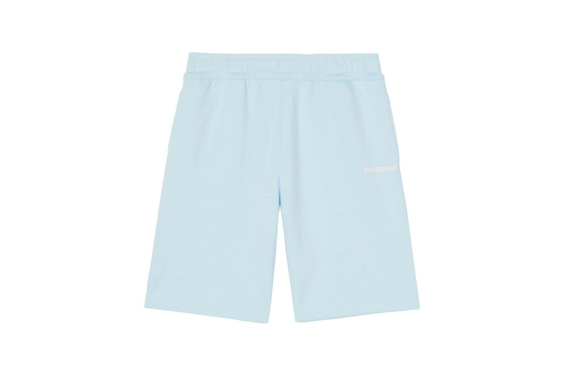 Pre-owned Burberry Organic Cotton Logo Shorts Pale Blue