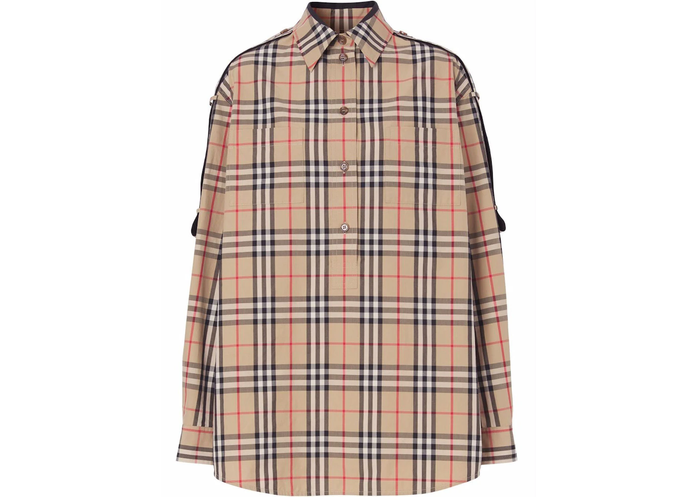 Burberry Oversized Check Shirt Beige US - Main Image