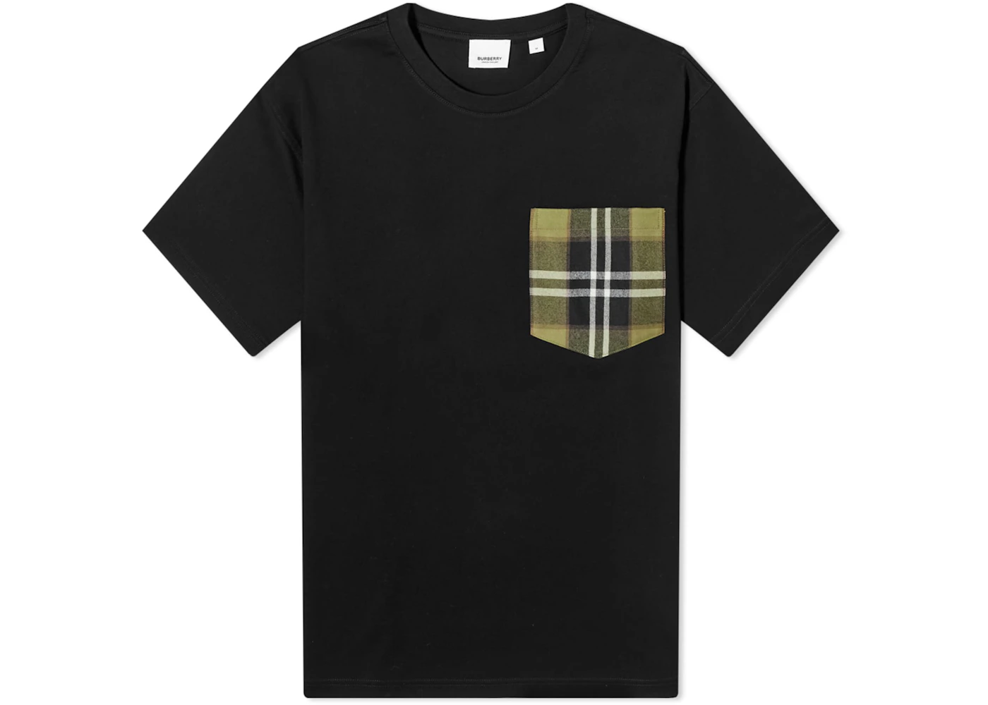 Burberry Oversized Checked Twill-Trimmed Cotton-Jersey T-shirt Black - US