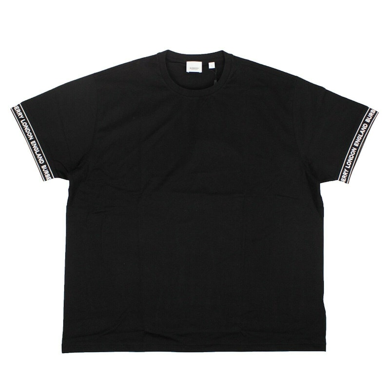 Pre-owned Burberry Men's  Oversized Teslow Taped Sleeve T-shirt In Black