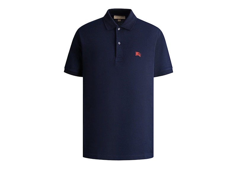 Burberry Logo-Embroidered Oversized Polo Shirt Navy