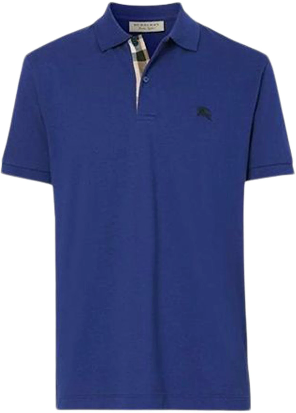 Burberry Oxford Logo Embroidered Polo Shirt Blue - GB