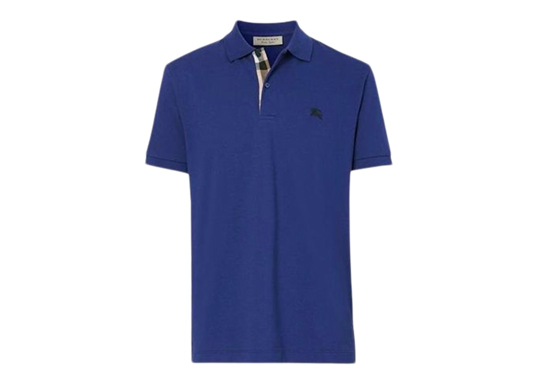 Pre-owned Burberry Oxford Logo Embroidered Polo Shirt Blue