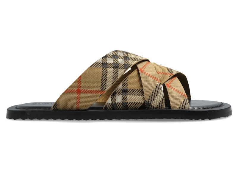 Burberry Pavillion Sandal Check Printed Beige メンズ