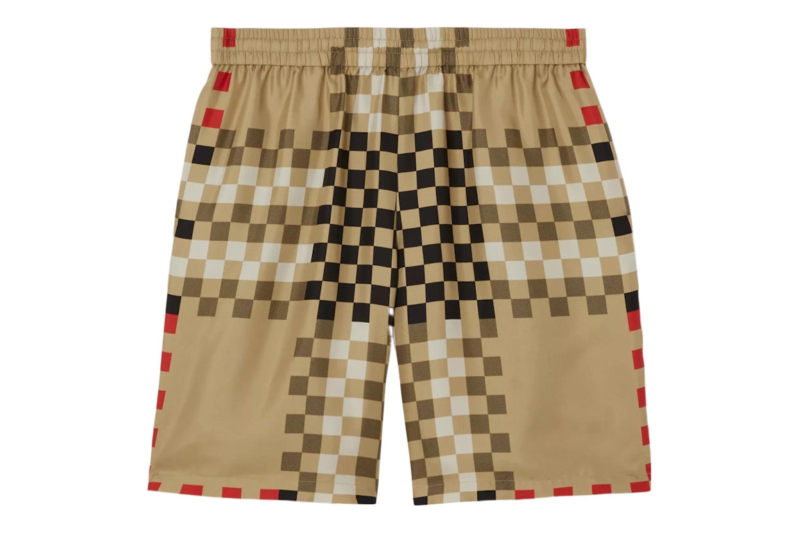 Pre-owned Burberry Pixel Check Shorts Beige