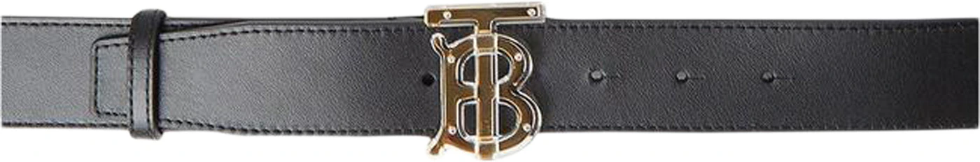 Burberry Plexi Monogram Motif Belt Leather Black/Gold-tone/Clear in ...