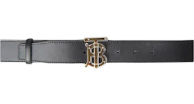 Burberry Plexi Monogram Motif Belt Leather Black/Gold-tone/Clear